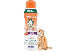 TropiClean Gentle Flea Shampoo for Cats, Flea and Tick Prevention for Cats, Powerful & Natural Defense, Made in USA, 12 oz.