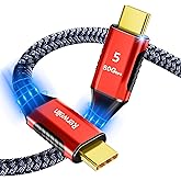 USB4 80Gbps for Thunderbolt 5 Cable 1.6FT, 8K 165Hz, 4K 540Hz, 16K 60Hz, Triple 4K 144Hz, 120Gbps Bandwidth, PD 240W USB C Display Cable for iPhone 17, Razer Blade, SSD, Thunderbolt 4, Mac mini M4