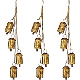Luenghaoyun 3Christmas Rustic Metal Hanging Cow Bells, 4 Harmony Wind Chimes Xmas Iron Vintage Bells with Rope for Christmas Tree Wall, Wreath, Fireplace, Mantles, Stair Handrails Decor