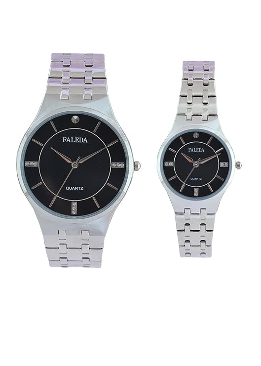 Faleda Black 6168PCHB Silver Analog Formal For Couple