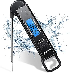 HABOM Instant Read Meat Thermometer for Grill and Cooking-Waterproof Ultra Fast Thermometer with Backlight & Calibration. Digital Food Probe for Kitchen, Outdoor Grilling and BBQ!