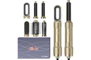 YITRUST 6 in 1 Hair Dryer Brush, Blow Dryer Brush with Air Left & Right Wrap Curling Wand, Blow Out Brush Dryer, Styler Volumizer, Oval Barrel Brush, Hot Air Brush, Hair Straightener Brush, Hair Styling Tools