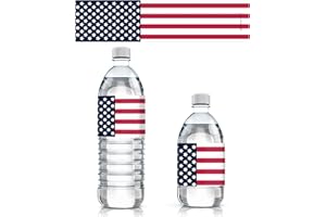 DISTINCTIVS USA Patriotic Party Water Bottle Labels - American Flag Theme (24 Stickers)