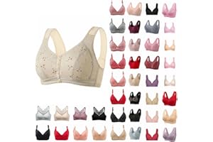 HNODOV Front Button Bras for Women Ladies No Underwire Plus Size Underwear Wireless Full Coverage Comfort Everyday Bralette