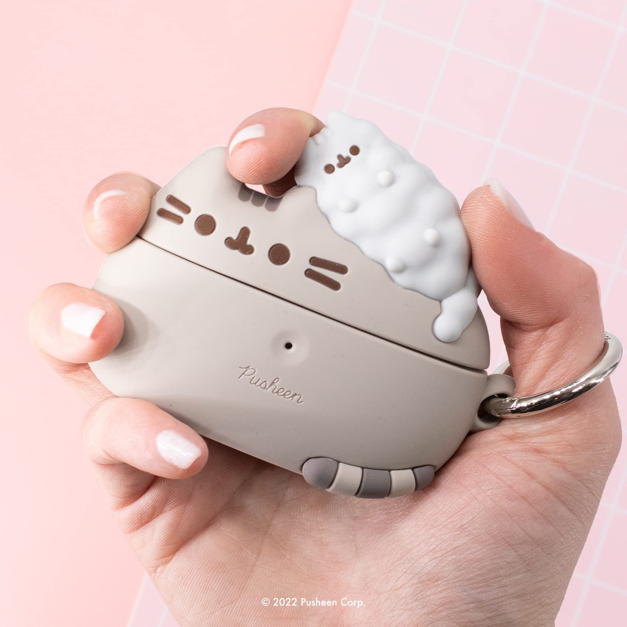 iFace x Pusheen Cute AirPods 3 Case - Silicone Protective Cover [Carabiner Clip Included] [Wireless Charging Compatible Cover] - Pusheen & Stormy
