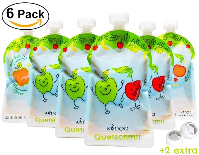 12 Gourdes Rechargeables SQUIZ 130ml - Sans BPA - Pour Compotes Maison - Fabriqué En Suisse - Entreprise Française
