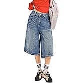 EMMIOL Women Jean Jorts Baggy Loose Fit Jean Shorts 2026 Summer Trendy Wide Leg Long Denim Shorts Y2K Clothes