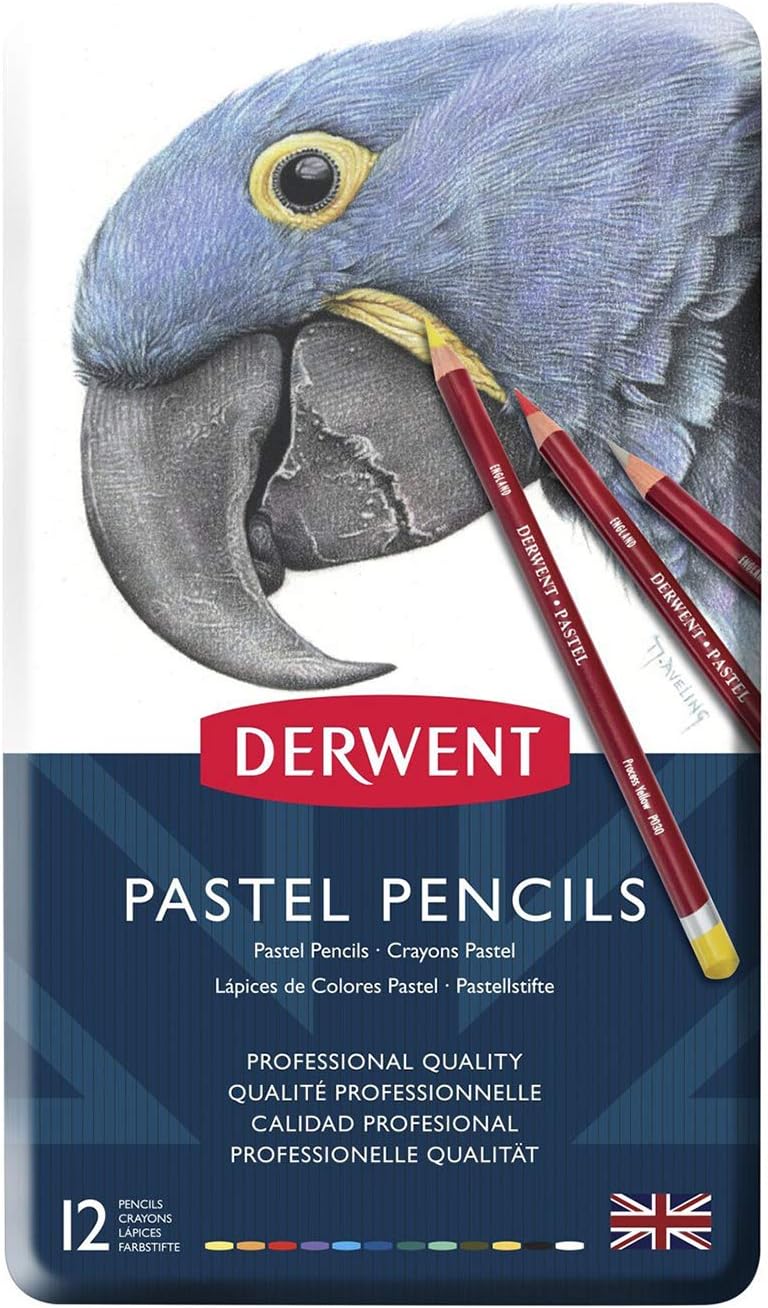 Amazon Com Derwent Pastel Pencils 4mm Core Metal Tin 12 Count