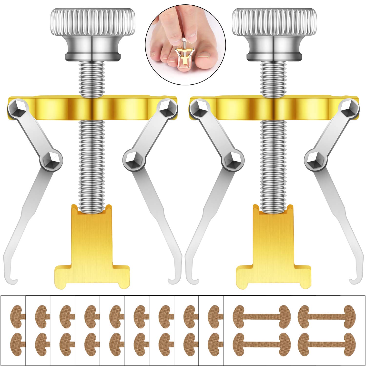 40 Pieces Ingrown Toenail Correction Patch Corrector Tape Sticker and 2 Pieces Ingrown Toenail Lifter Toenail Tool Clamp for Pedicure Foot: Beauty