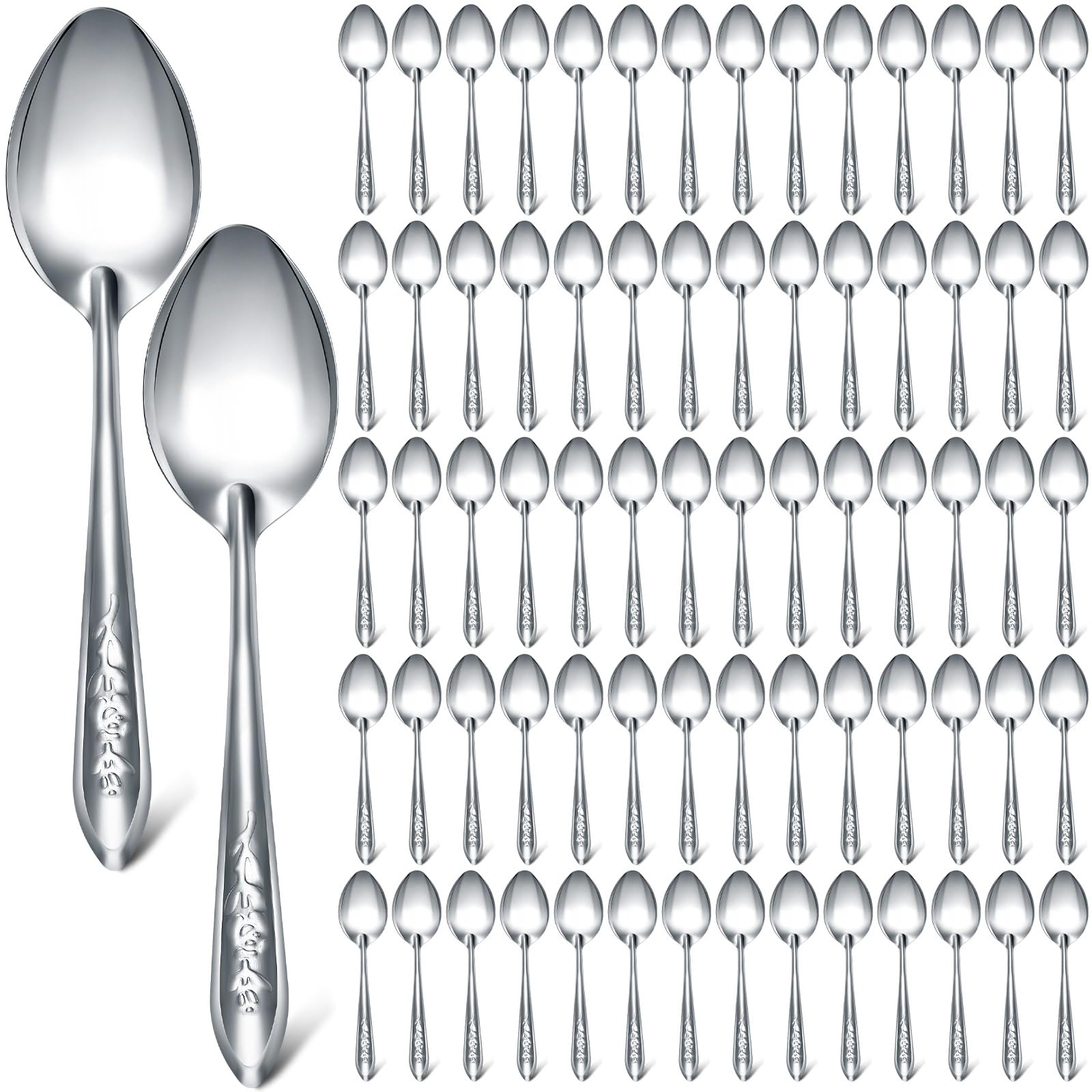Photo 1 of Nuogo 200 Pieces Dinner Spoons Set 6.69 Inches Silverware Spoons Bulk Stainless Steel Food Grade Tablespoons for Home Restaurant Kitchen Dishwasher Safe (C)