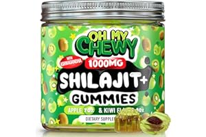 OH MY CHEWY Pure Himalayan Shilajit Gummies - High Potency Gold Grade Resin - Energy Boost and Immune Support for Men and Women with Ashwagandha and Shatavari - 120 Gummy - Apple & Kiwi