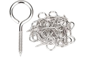 AOVCHEI 30PCS 1.57 inches 304 Stainless Steel Eye Screws, Heavy Duty Screw, Eye Hooks Screw Eye Bolts Eye Hooks Screw, Indoor & Outdoor