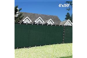 Sunnykud Green 4'x50' Decorative Fence Privacy Screen Fencing Mesh Windscreen Commercial Grade 150 GSM with Heavy Duty Brass 