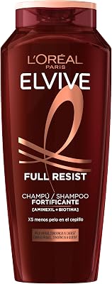 L'oreal paris elvive full resist shampoo fortificante para cabelos frágeis com tendência a cair, aloe vera, preto, 380 ml