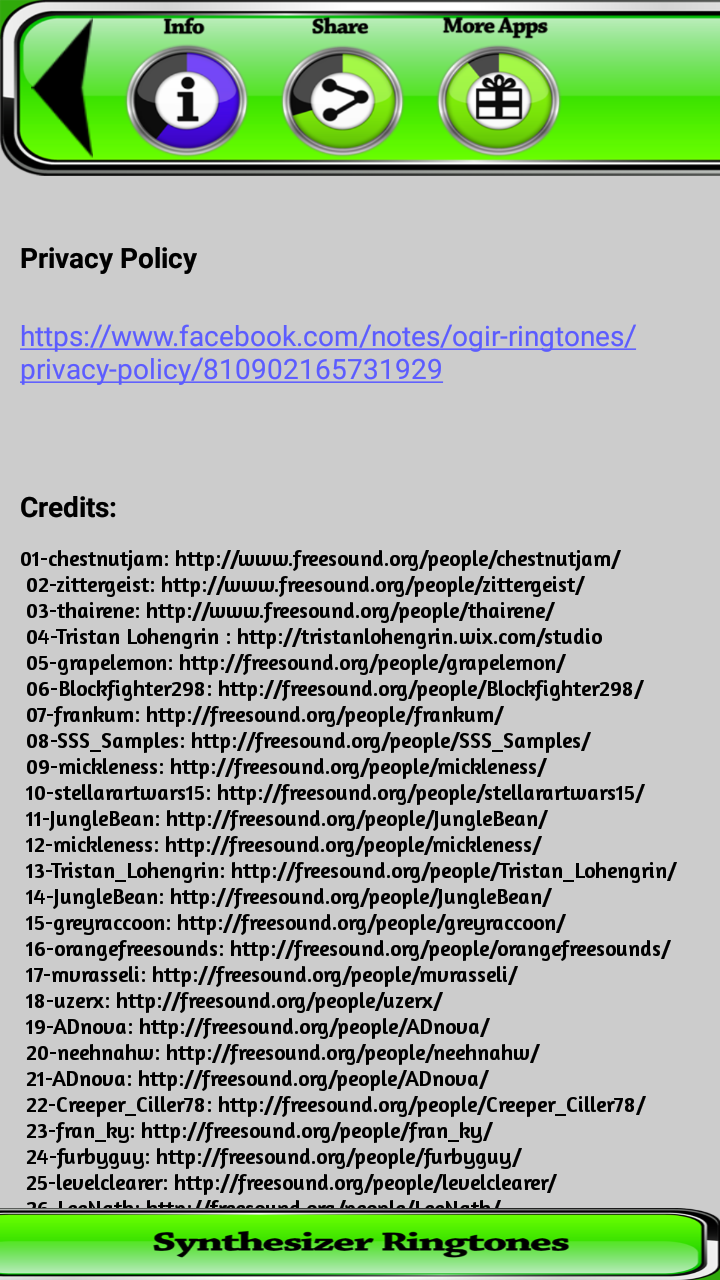 Synthesizer Ringtones Appstore for Android