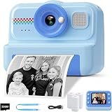 HiMont Kids Camera Instant Print 1080P 32GB 3 Rolls Paper Blue