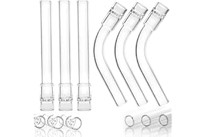 meiguihai 6pcs Solo Glass Tubes Stem, Straight & Curved Lab Grade Steam Chemistry Air Drying Tube（110mm Length,12mm/14.5mm Di