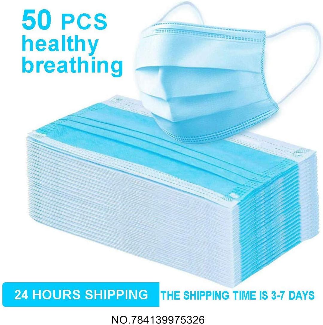 Awosai ᴍᴀsᴋ Anti-Pollen Protective Face Cover (50PCS) Barrier Against Germ, Powder Disposable Respirator Blue