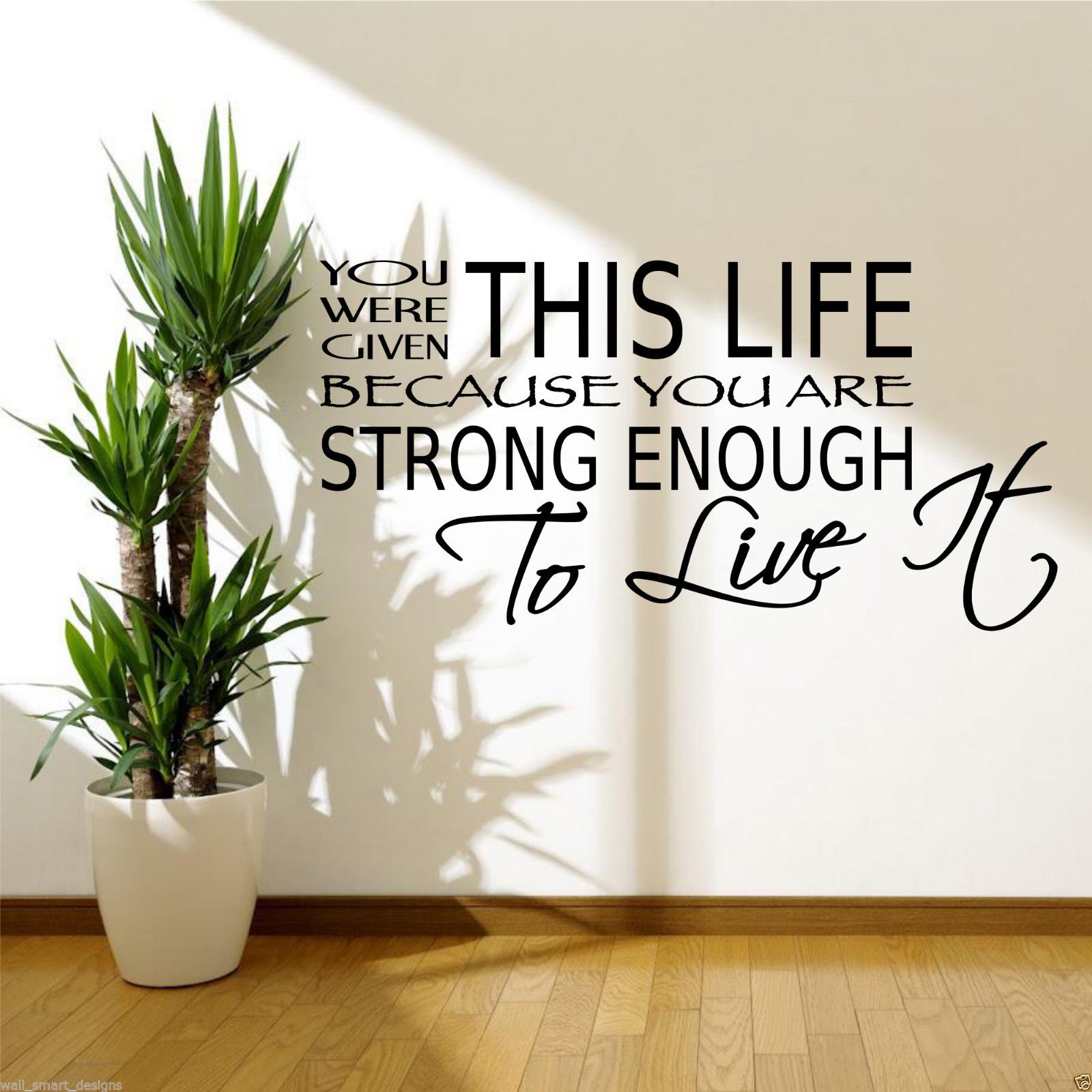 LIVE LIFE STRONG ENOUGH Room Wall Art Sticker Quote Decal Mural Stencil Transfer
