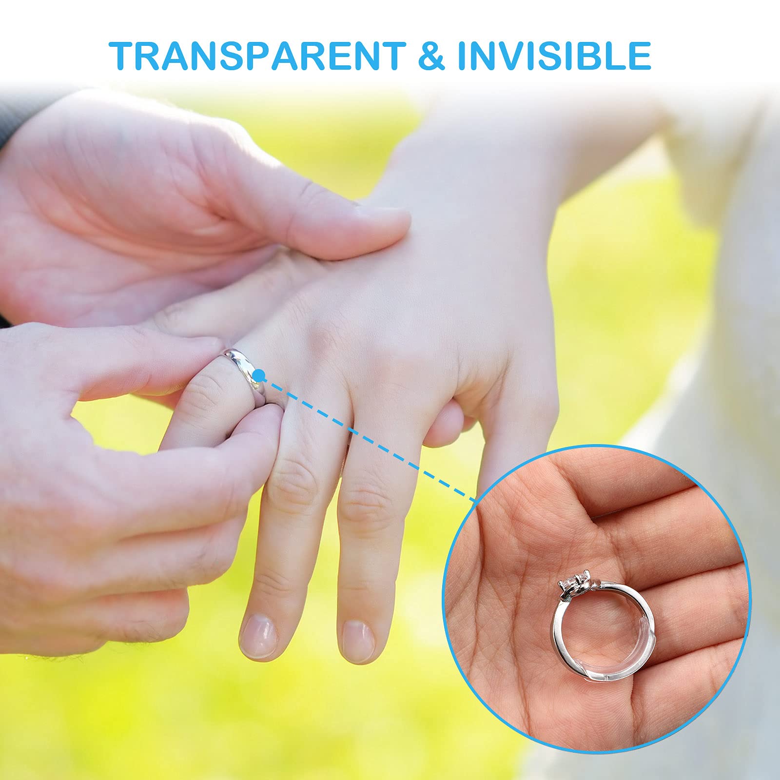 Hicarer 16 Pieces Ring Sizer Adjuster for Loose Rings Women 2 Styles, 12 Sizes, Invisible Spacer Guard Ring Resizer Tightener Fit Any Sizer