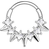 OUFER Septum Piercing Jewelry 316L Surgical Steel Septum Rings 16G 8/10MM Square Clear CZ Hinged Segment Daith Piercing Jewelry, Daith Helix Rook Earrings For Women Men