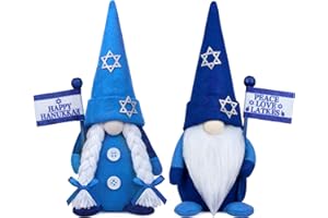 TIFESON Hanukkah Gnome Decorations, 2 PCS Handmade Mr & Mrs Chanukah Swedish Tomte Gnomes Plush Table Ornaments Gift for Hanukkah Decorations Party Supplies