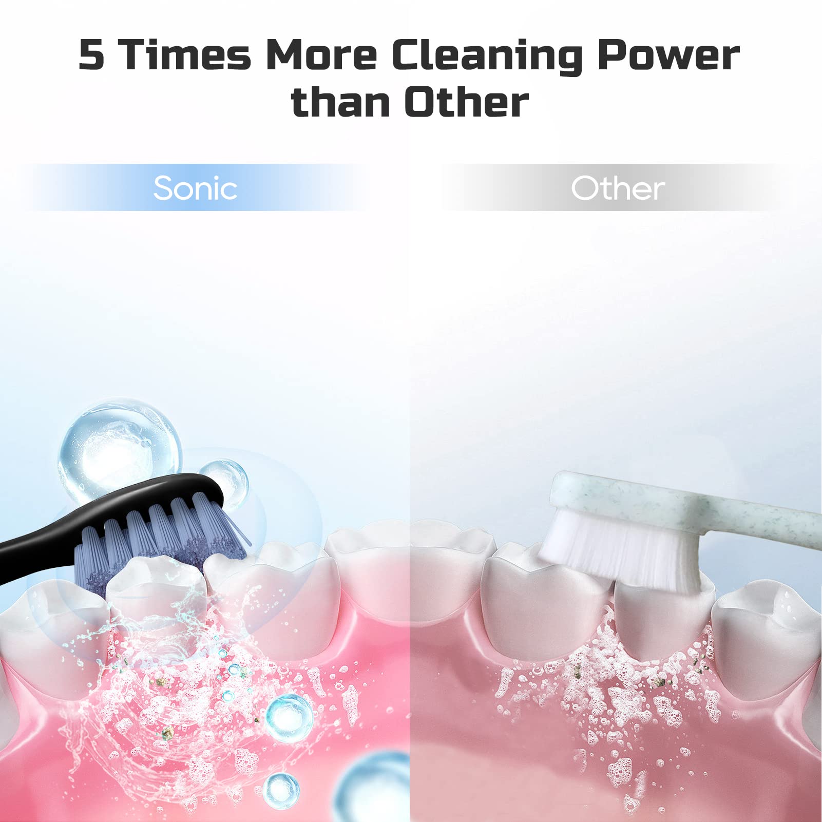 PERECT Sonic Electric Toothbrush for Adults, Electric Toothbrush with 8 Replacement Brush Heads, Black&Pink