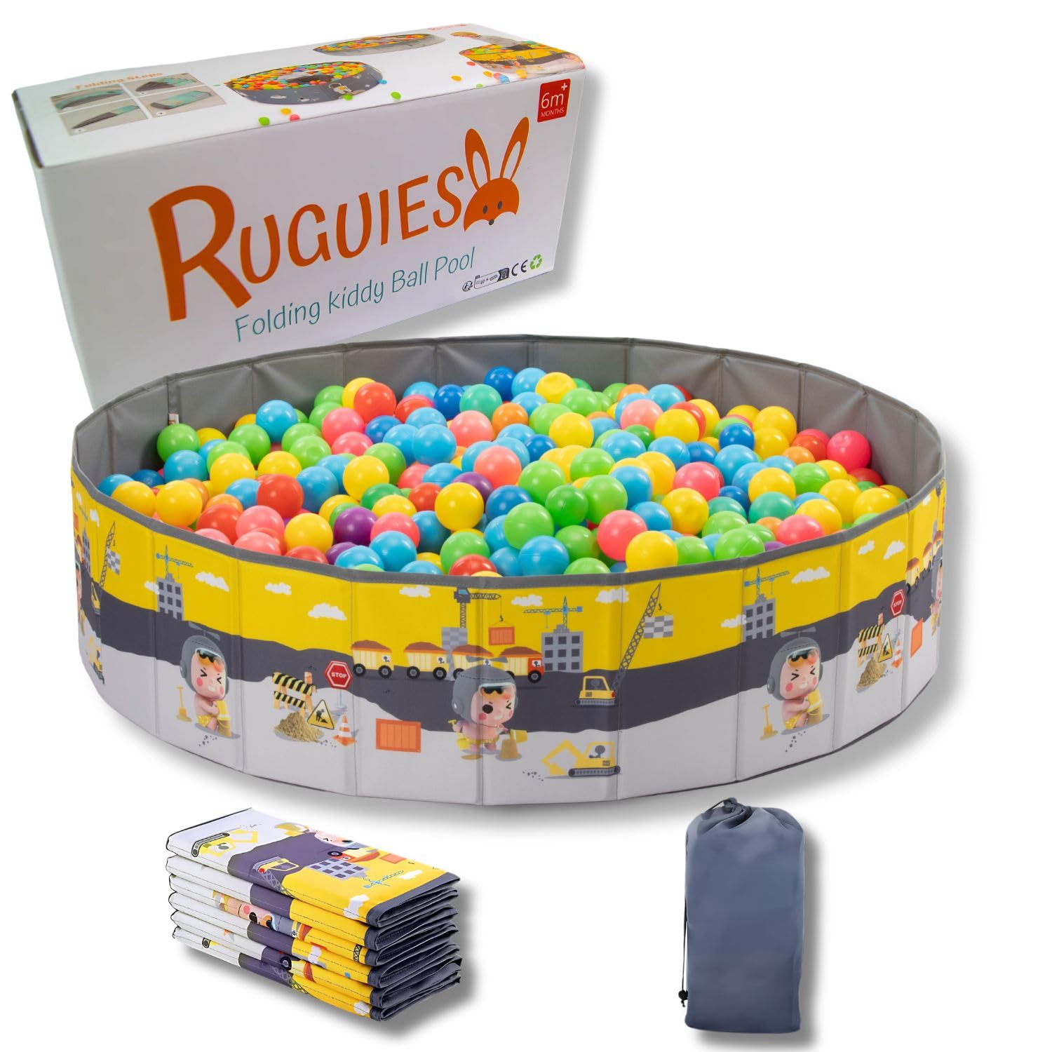 RUGUIES-Ball Pit for Baby- Ball Pits for children under 3 years old- Portable and Folding Ball Pool- Big Toddler Ball Pit- For indoor and Outdoor- Waterproof 31x10"/80x26cm (Balls not included).