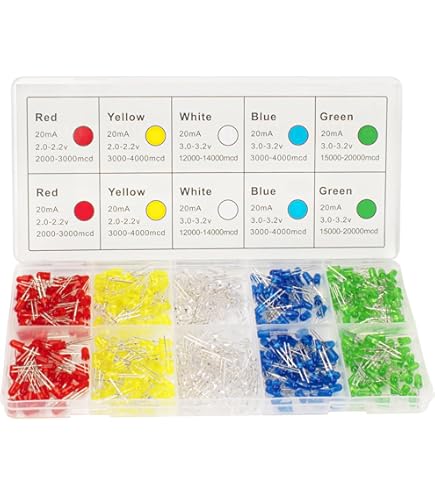 Othmro 3mm Red 2 Pin LED Diode Lights Colored Lens Diffused Round 20mA Lighting Bulb Lamps Electronics Components Light Emitting Diodes 1000 Pcs