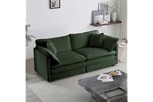 KIVENJAJA Chenille Loveseat Sofa, Oversized 2-Seater Small Cloud Couch, Modern Comfy Deep Seat Love Seat with 4 Pillows for Living Room Bedroom Office Apartment, 76.7”W, Green