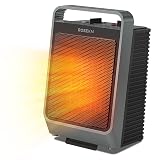 ROSEKM Space Heaters for Indoor Use, 1500W Portable Electric Heater with Thermostat, Ceramic Heater for Room Bedroom Office Under Desk with 3 Heating Levels, Safe Tip-Over Protection (Grey)