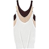 SweatyRocks Women's 3 Pack Summer Sleeveless V Neck Sweater Vest Knitted Cami Tank Tops