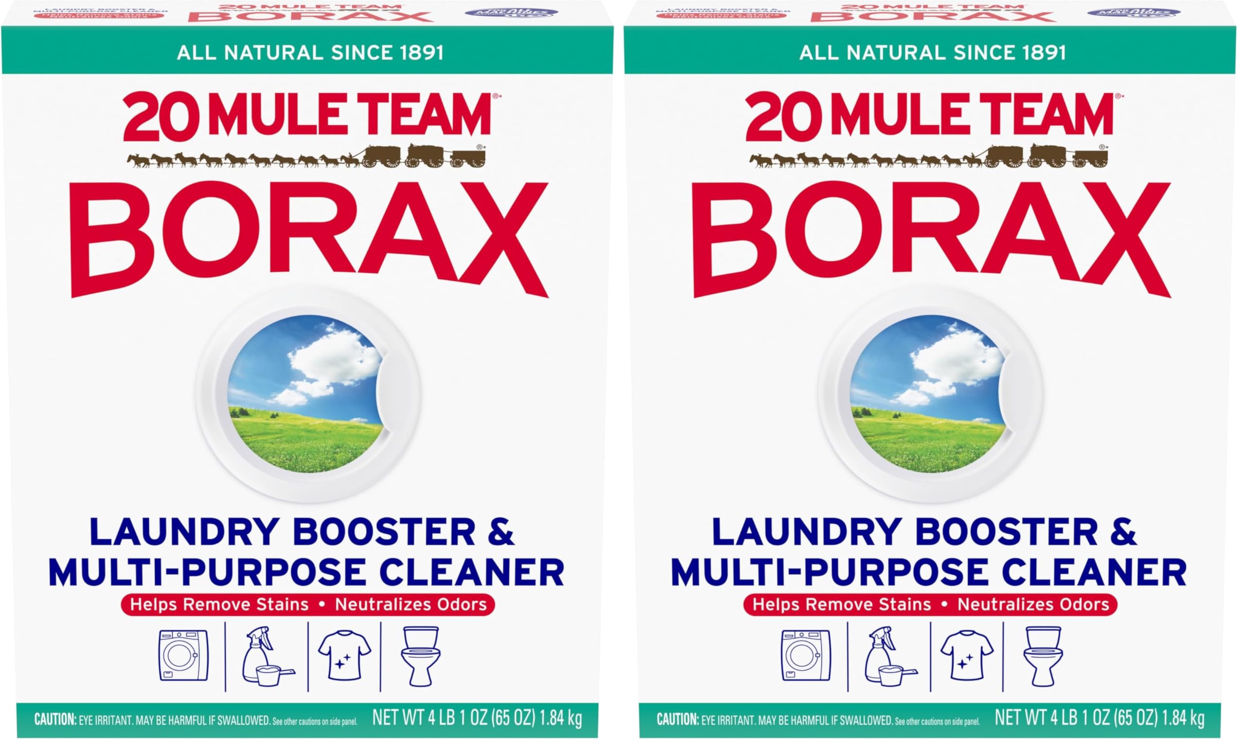 Borax 20 Mule Team Detergent Booster, 65 Oz (Pack of 2)