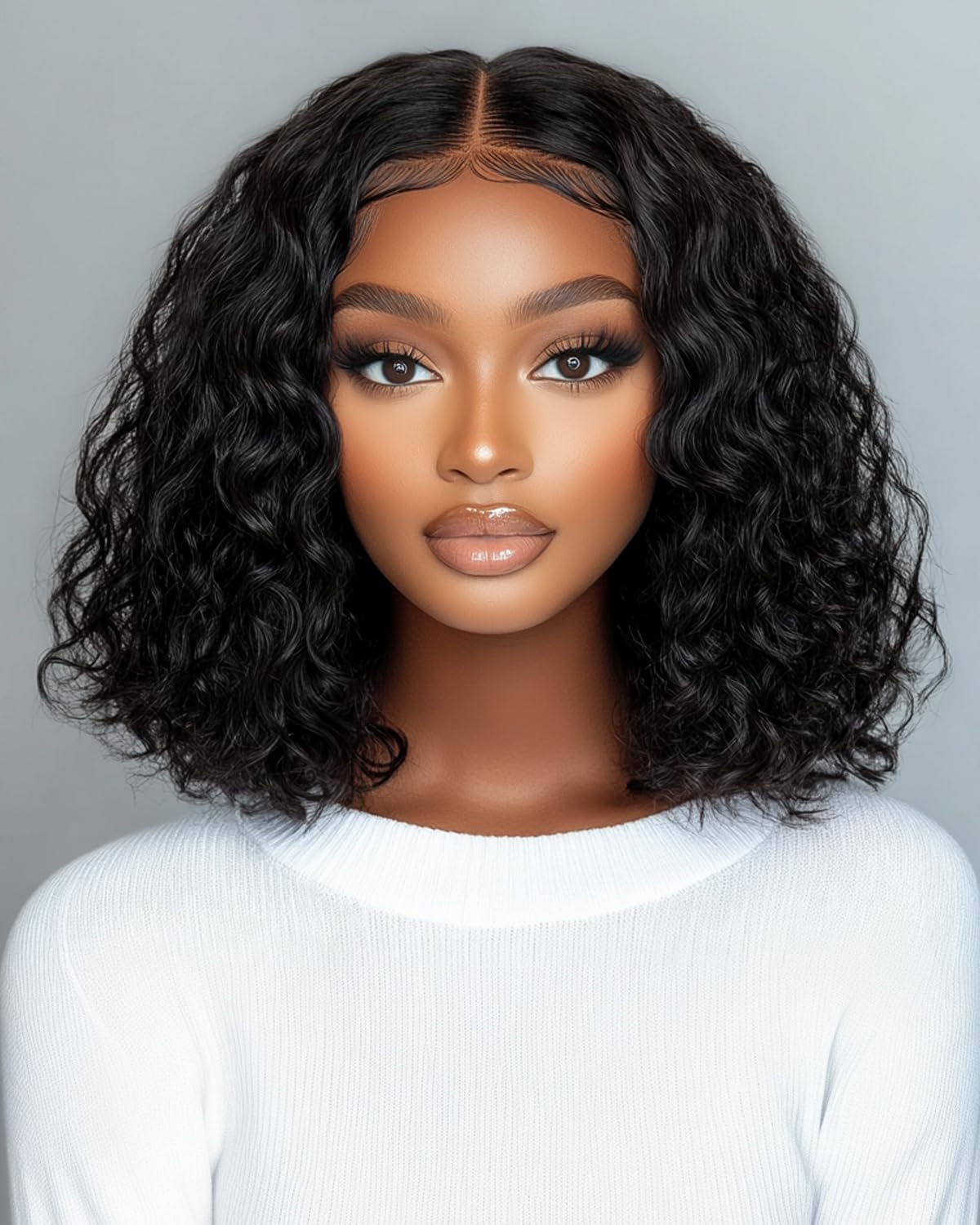 FASHION IDOL Short Curly Bob Human Hair Wig Precut Preplucked Glueless Wear and Go Lace Wig 200% Density Upgraded Invisible Secret Glueless Human Hair Ready to Wear Wigs