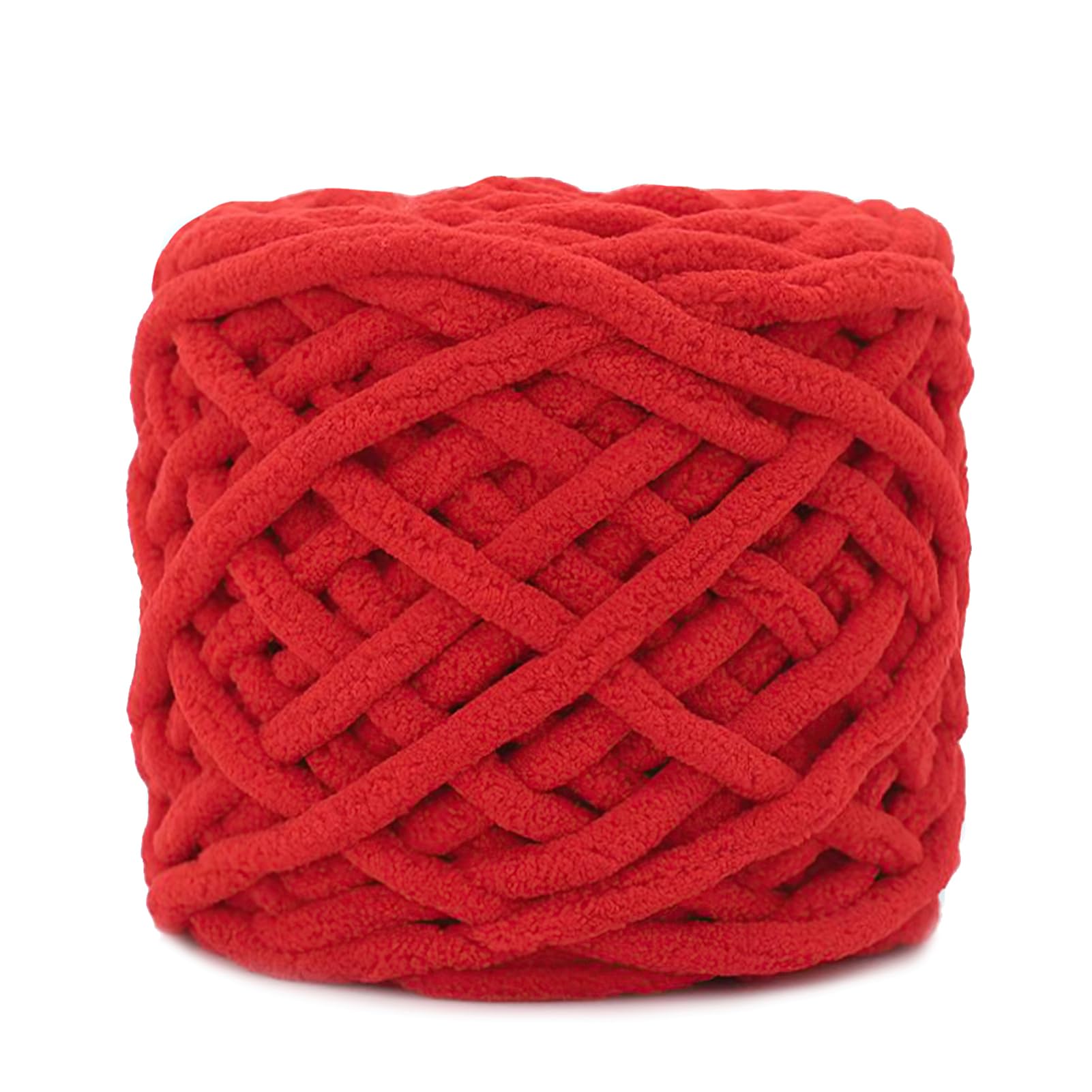 Thick Crochet Yarn Soft Ice Strip Crochet Yarn Chunky Woven Blanket Yarn for Weave Blanket Slipper(Red)