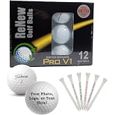 GBM Certified Refinished Titleist Pro V1 Personalized Golf Balls | Custom Gifts for Men, Corporate, Events, 12 Pack with 50 Wooden Tees