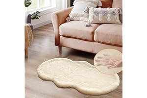ORINOVA Light Brown Beige Plush Faux Rabbit Shaggy Fur Area Rugs for Living Room Washable Fuzzy Rug Runner Small 2x4 Nursery Rug