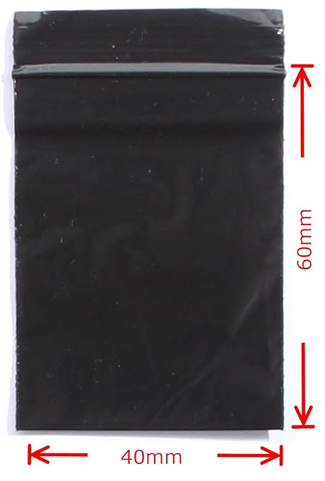 Welties Druckverschlussbeutel 50µ 40x60mm 100Stk. - Schwarz Blickdicht Diskret Wiederverschließbar Zip-Beutel