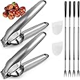 2Pack Anwenk Nutcracker Chestnut Clip Peeler Nut cracker Pecan Walnut Plier Opener 304 Stainless Steel Kitchen Tools with 4 Picks