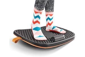 FEZIBO Standing Desk Mat with Anti Fatigue Bar, Wooden Wobble Balance Board with Ergonomic Design Comfort Floor Mat