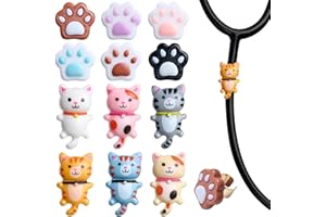 HUAAPLEVLA 12 Pcs Stethoscope Charms for Nurses Personalized Paw Print and Cat Stethoscope Accessories Gifts for Nurse Gradua