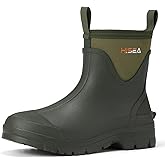 HISEA Mens Mud Boots Short Garden Shoes Ankle Hight Waterproof Neoprene Rubber Rain Boots