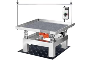 BIZOEPRO Concrete Vibration Table, 110V 50W, 13.78x13.78in 35x35cm Stainless Steel 44 lbs, With detachable and adjustable bracket, Speed Controller, Vibrating Test Bench, Remove Air Bubbles Level Tool