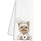 FTKBGHY Funny Yorkshire Terrier Hand Towels for Bathroom Decor, Yorkie Gifts for Women, Gifts for Yorkie Lovers, Funny Dog Decorative Hand Towels for Bathroom Restroom Room, 16x24 Inch