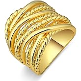 Mytys Wide Band Rings Twisted Rope Ring Two-Tone Mixed Metal Braided Statement Rings Fashion Jewelry for Women