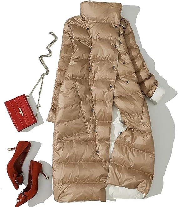 Amazon Co Jp コート レディース 女子ダブルダウンコートダブルブレストのウォームパーカー雪生き抜くダックダウンロングジャケット冬のタートルネックホワイトを両面 レディースコート ジャケット Color Blue Size 4x Large 服 ファッション小物
