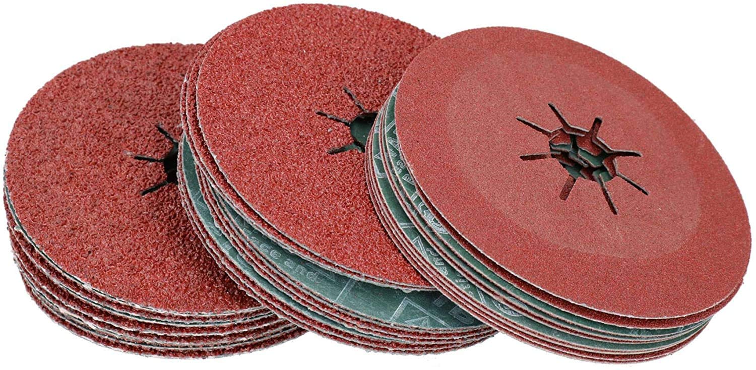 115mm Fibre Sanding Discs Mixed Grit 24 36 40 for 4-1/2” Grinders 30 Pack - EETools