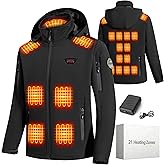 Pexzey 21-Zone Heated Jacket for Men with 20000mah Battery Pack, Soft Shell Winter Coat for Hiking Skiing Outdoor Activities