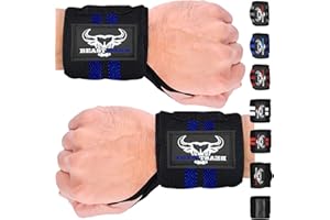 BEAST RAGE Wrist Wraps for Weightlifting - Adjustable Lifting Straps With Thumb Loop for Enhanced Gym Support, Powerlifting, Bodybuilding and Workout
