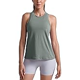 CRZ YOGA Cotton-Blend Workout Racerback Tank for Women Athletic High Neck Breathable Tops Casual Basic Sleeveless Shirts